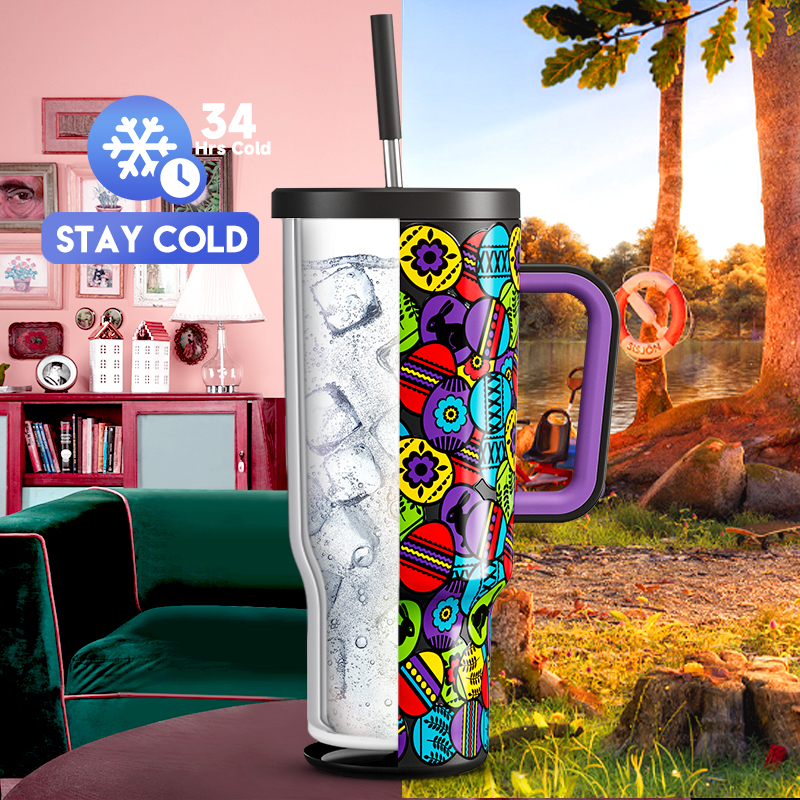 40oz Tumbler With Straw Easter Collection-Easter Black