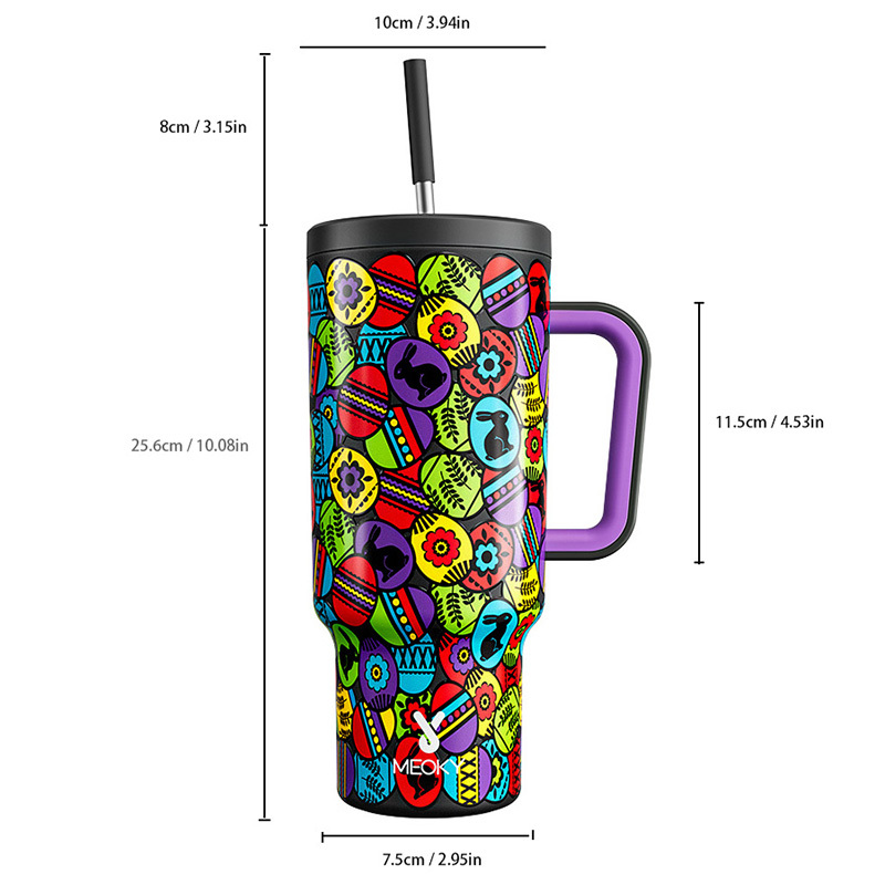 40oz Tumbler With Straw Easter Collection-Easter Black