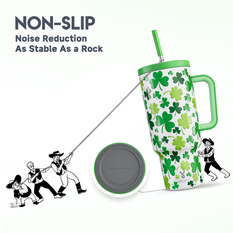 40oz Tumbler With Straw Saint Patrick's Day Collection-Shamrock