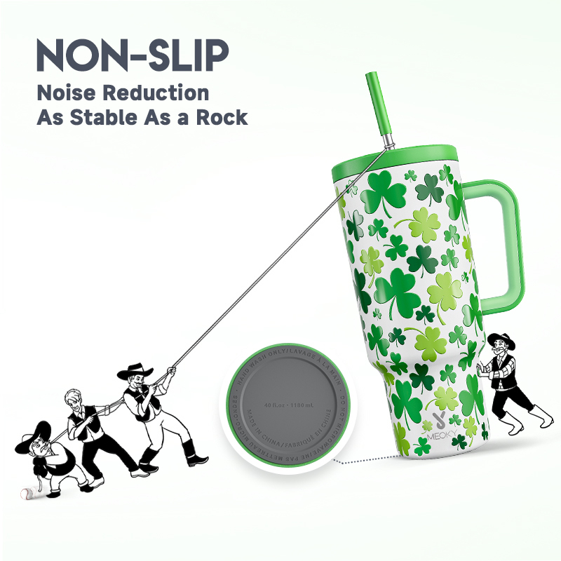 40oz Tumbler With Straw Saint Patrick's Day Collection-Shamrock