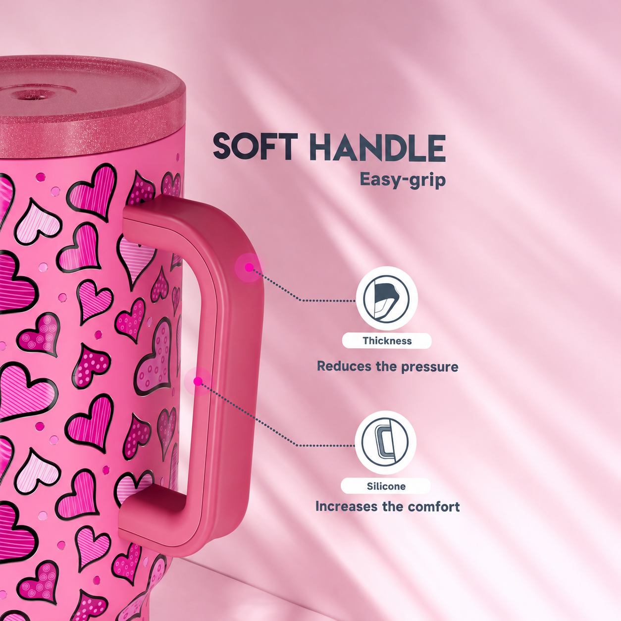 MEOKY 40oz Pink & Purple Hearts Tumbler