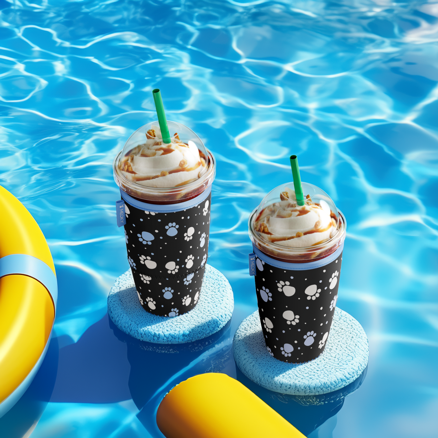 cup sleeve black paw prints