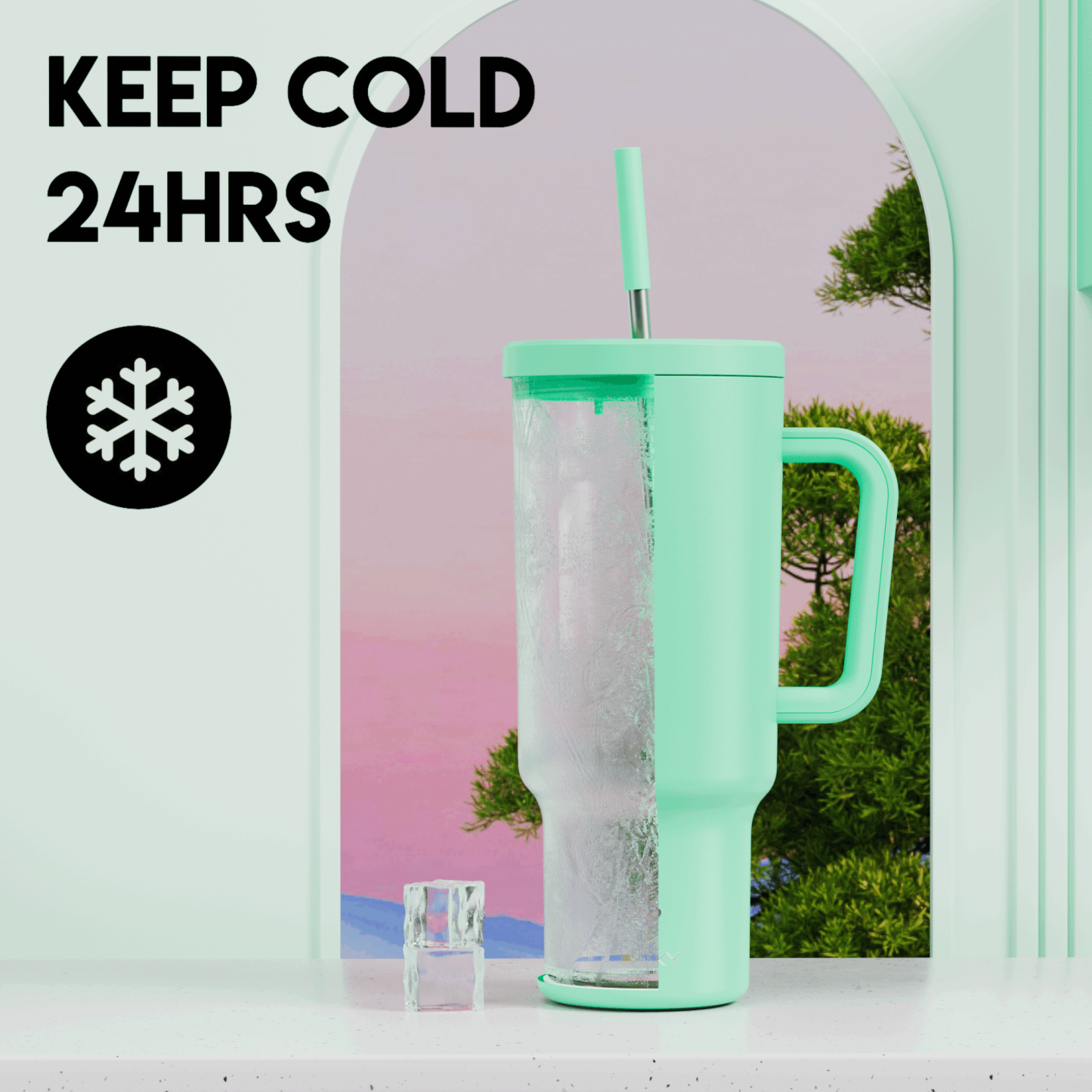 40oz Tumbler With Straw Monochrome Collection-Green Blue