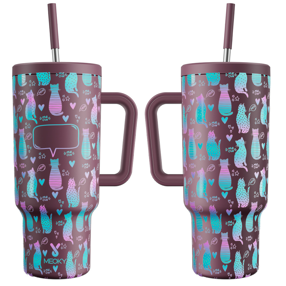 Custom Cat Cups - 40oz Tumbler With Straw
