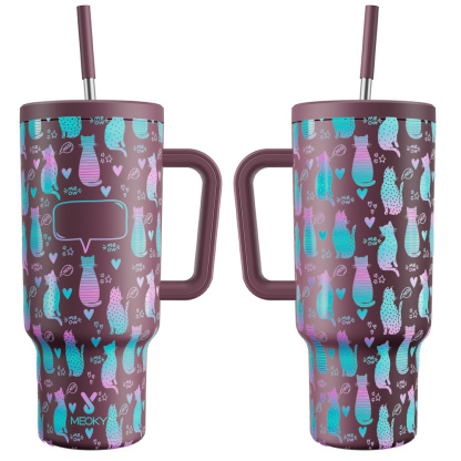 Custom Cat Cups - 40oz Tumbler With Straw