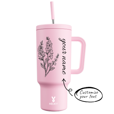 40oz Tumbler With Straw Customized - Monthly Flower