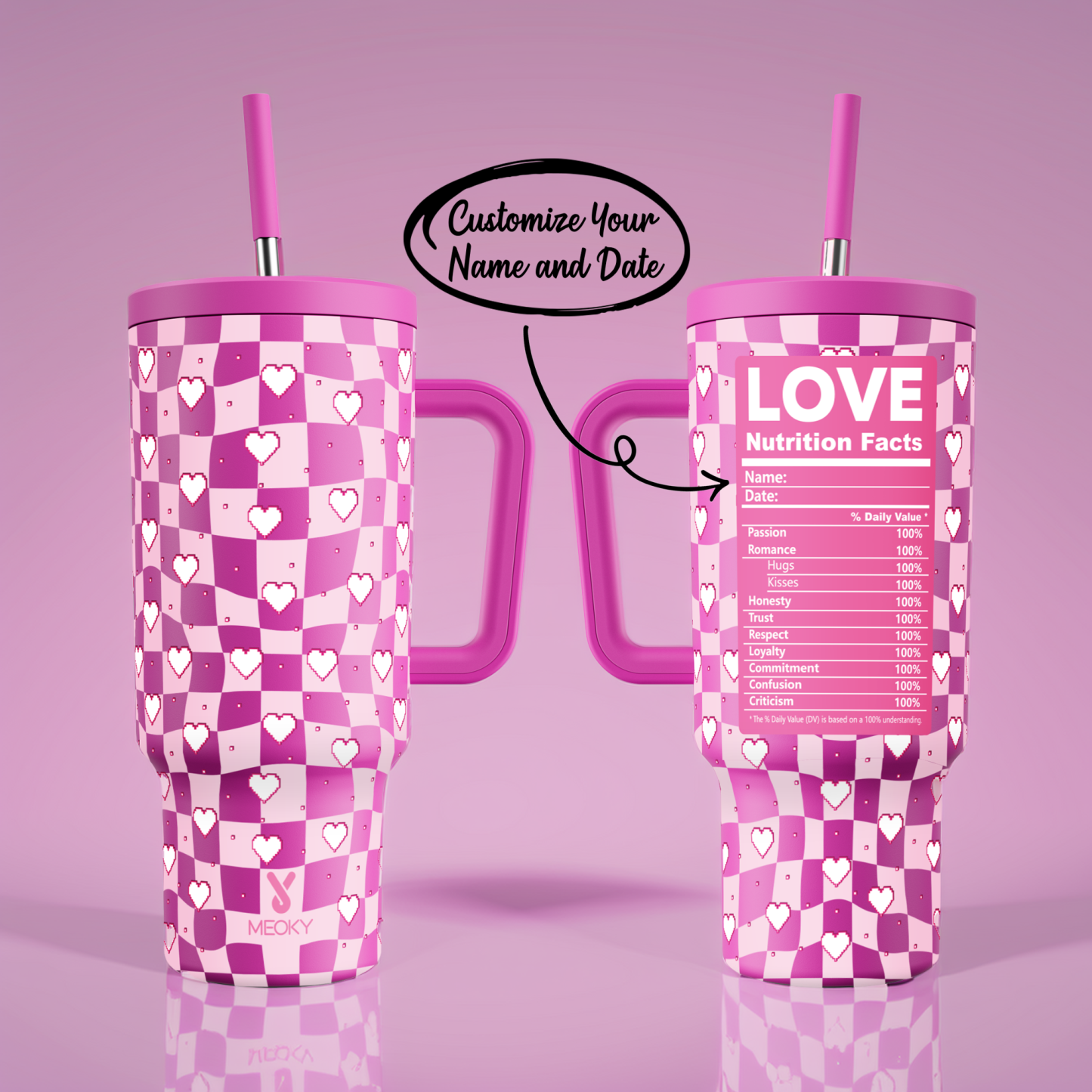 40oz Tumbler With Straw Customized - Valentine's Day Gifts Custom Design