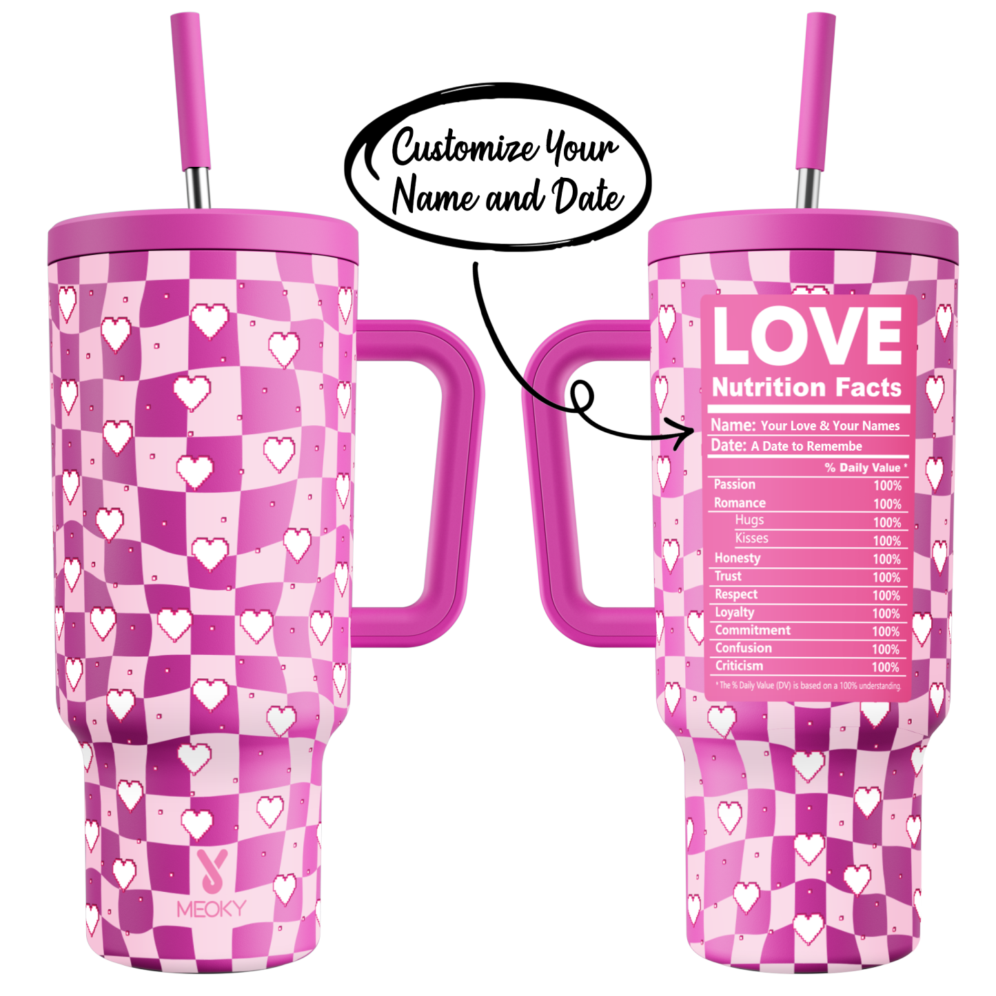 40oz Tumbler With Straw Customized - Valentine's Day Gifts Custom Design