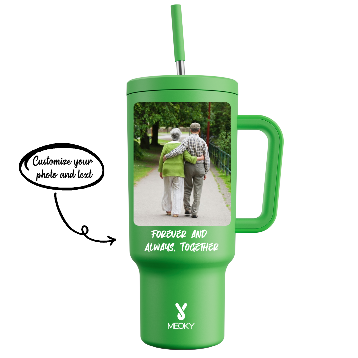 40oz Tumbler With Straw Customized - Memorable Photo and Text