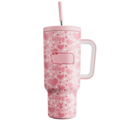 Heart Valentines - Customized 40oz Tumbler With Straw - Best Valentine's Day Gifts for Loved Ones