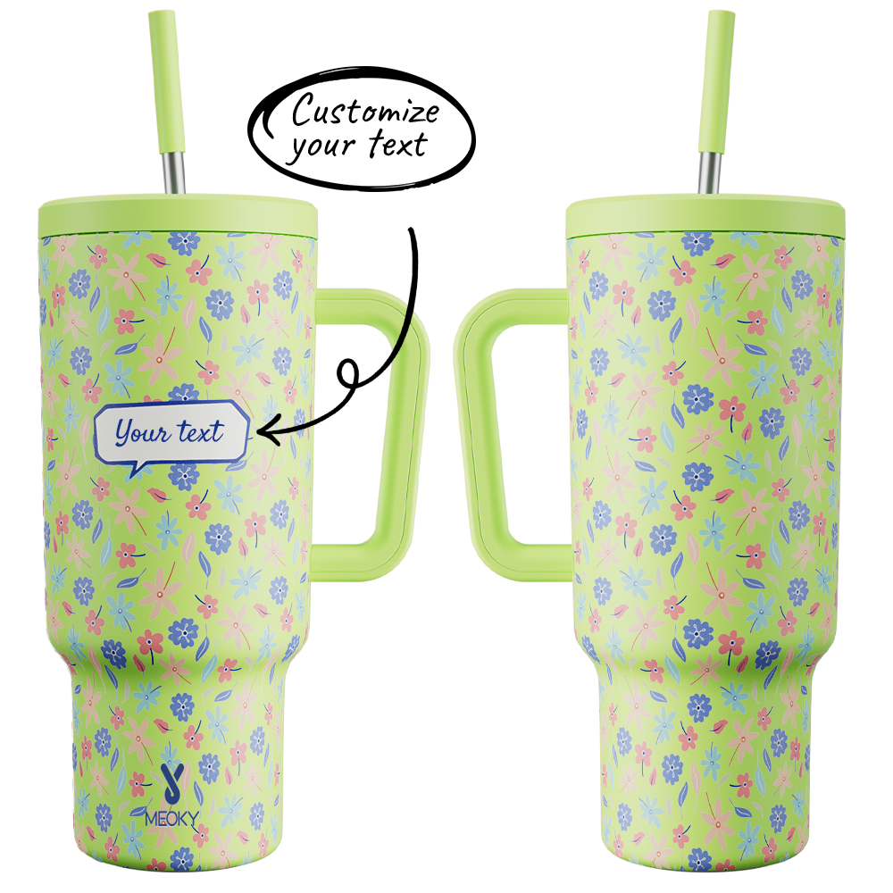40oz Tumbler With Straw Customized - Floral
