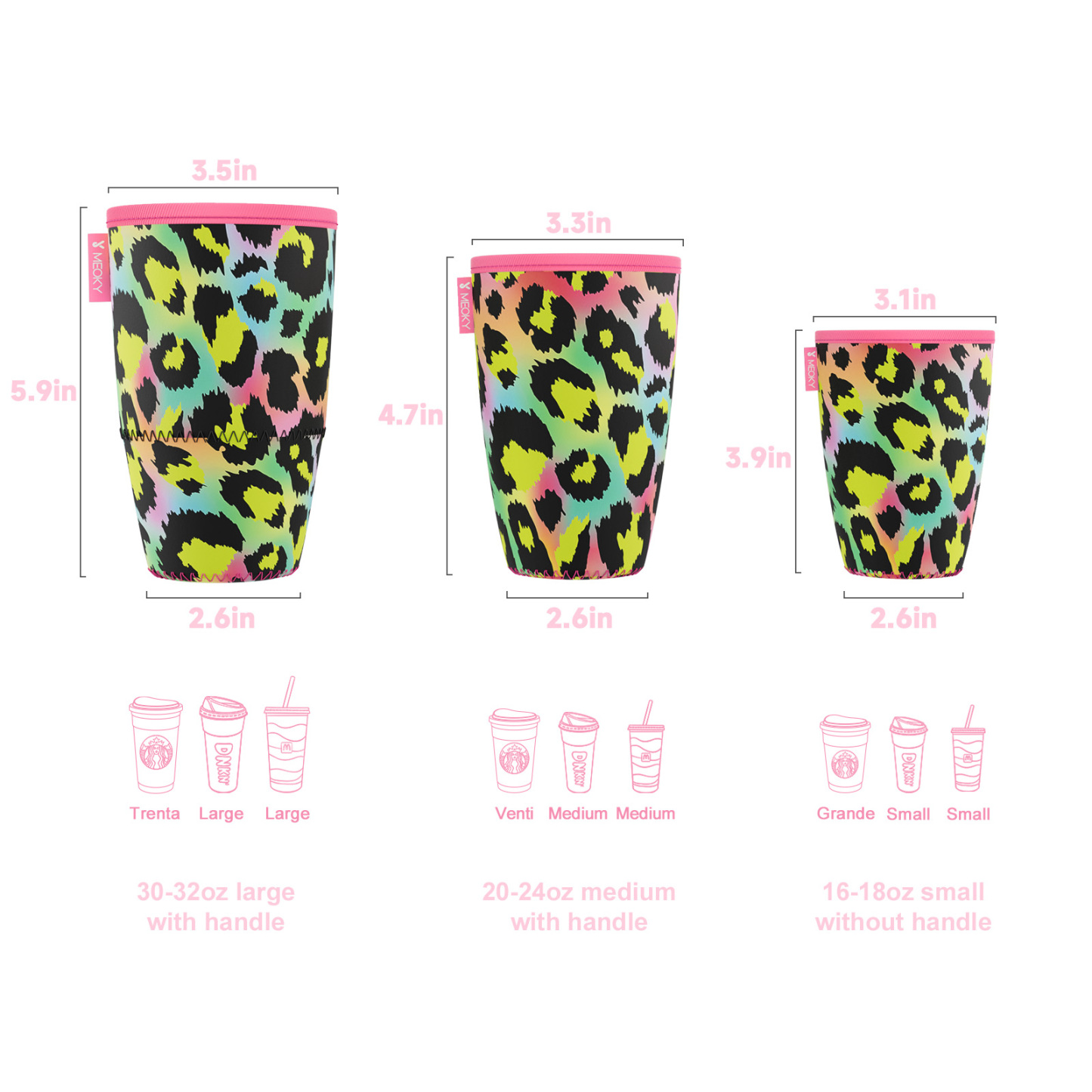 cup sleeve rainbow leopard