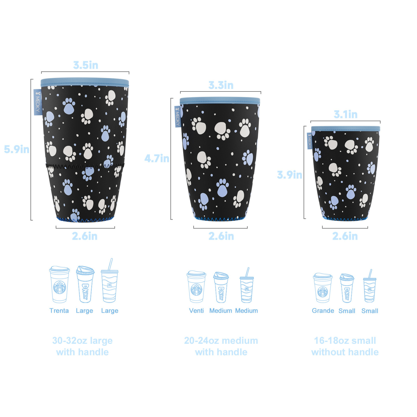 cup sleeve black paw prints