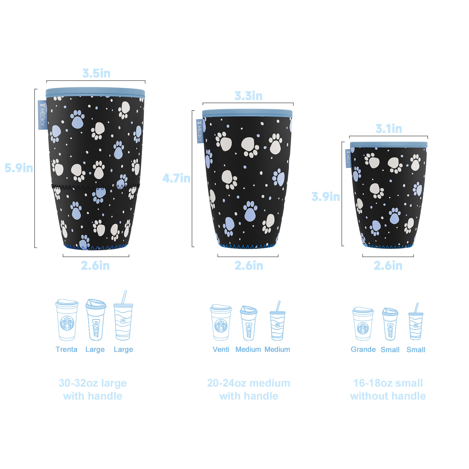cup sleeve black paw prints