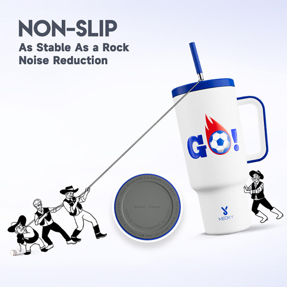40oz Tumbler With Straw Football Collection-White Football
