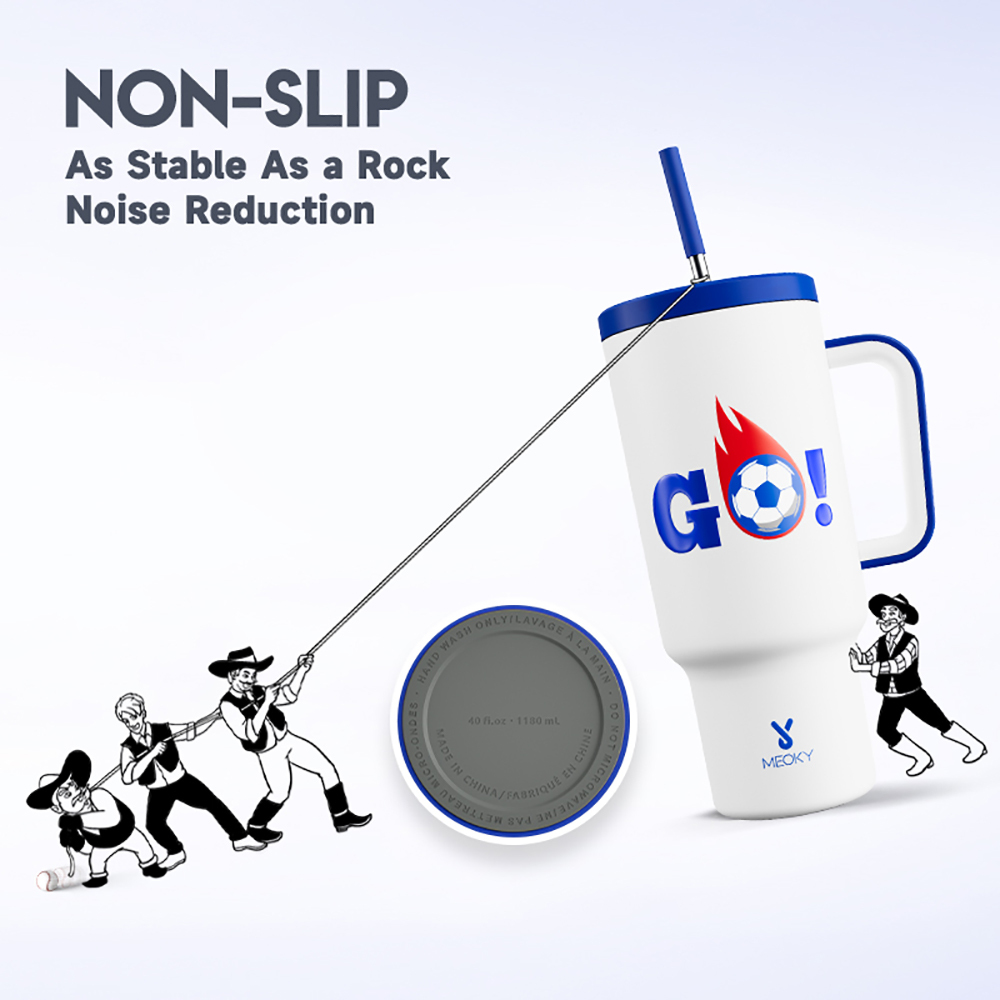 40oz Tumbler With Straw Football Collection-White Football