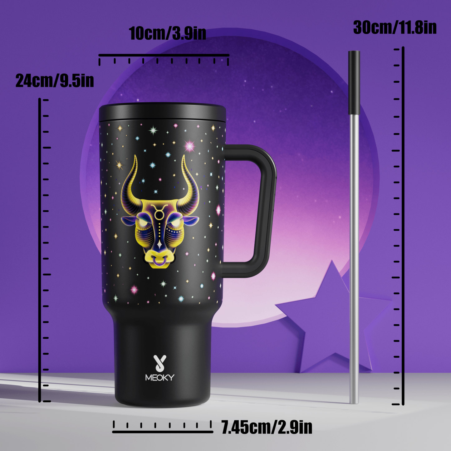 40oz Tumbler With Straw Zodiac Collection-TAURUS