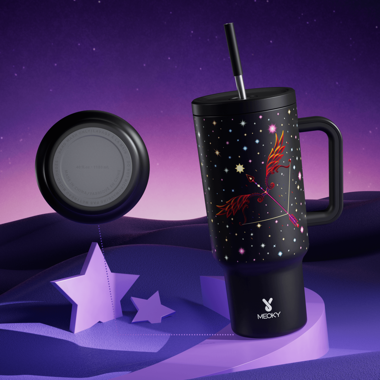 40oz Tumbler With Straw Zodiac Collection-SAGITTARIUS