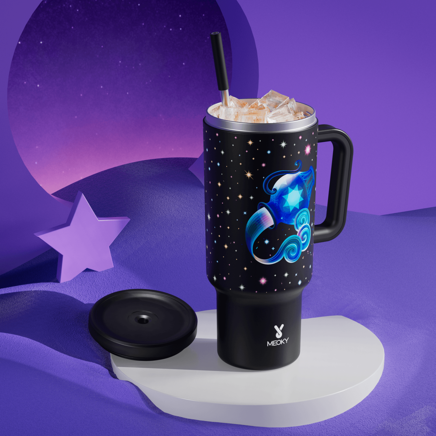 40oz Tumbler With Straw Zodiac Collection-AQUARIUS
