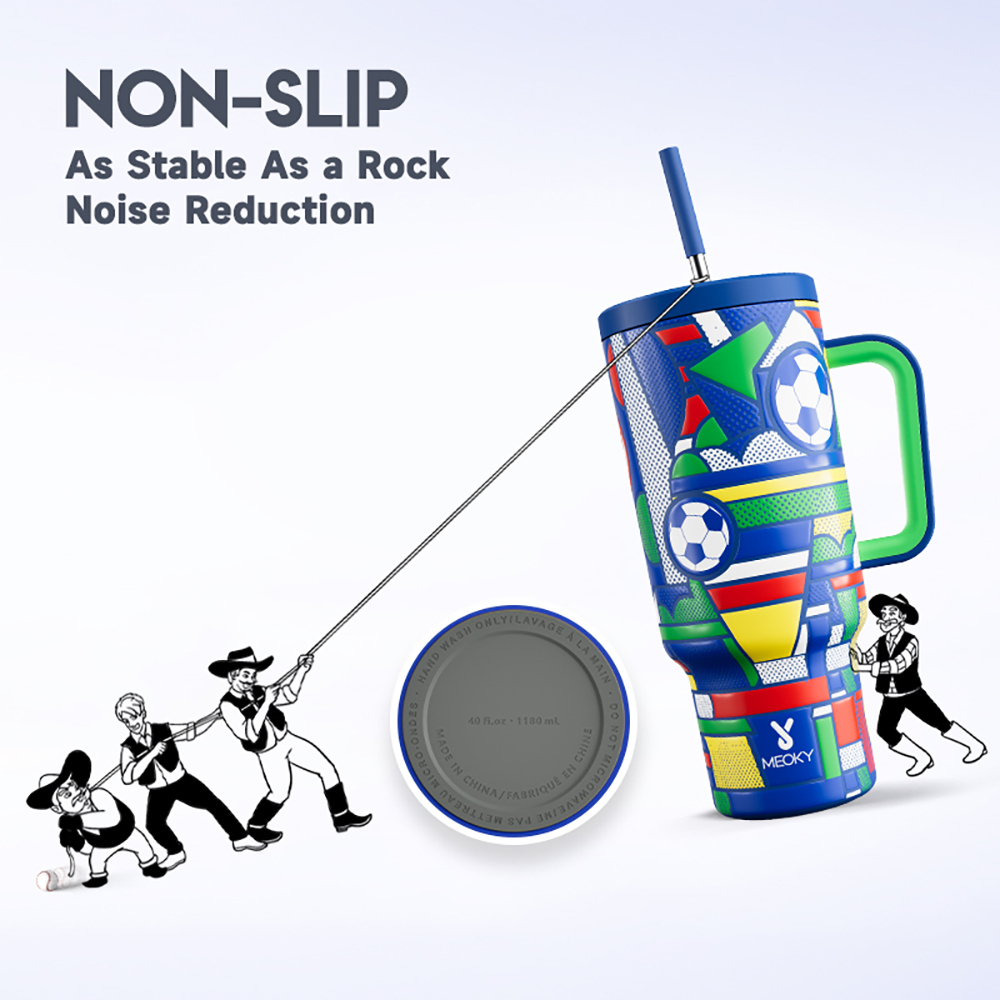 40oz Tumbler With Straw Football Collection-Blue Football