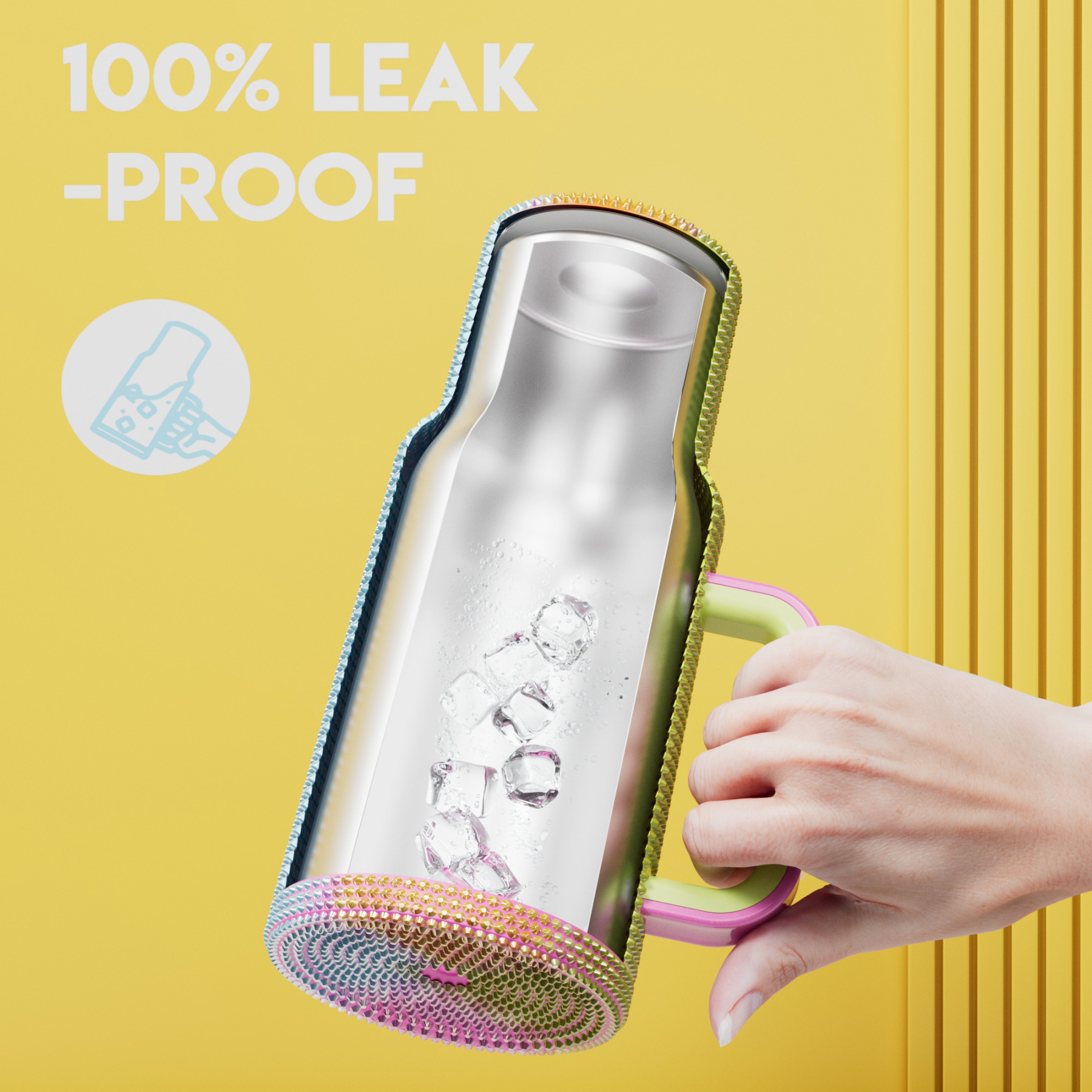 40oz Tumbler With Straw Bling Collection-Rainbow