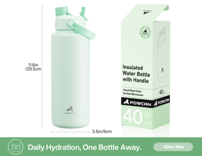 40 oz Insulated Water Bottle with 2-in-1 Straw and Spout Lid - Pure Collection