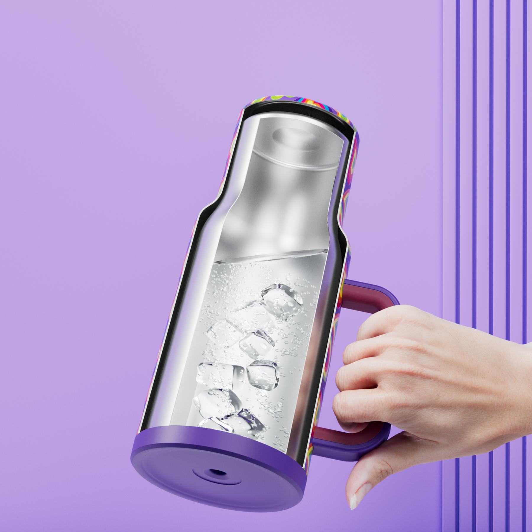 40oz Tumbler With Straw Valentine Collection-Purple Love