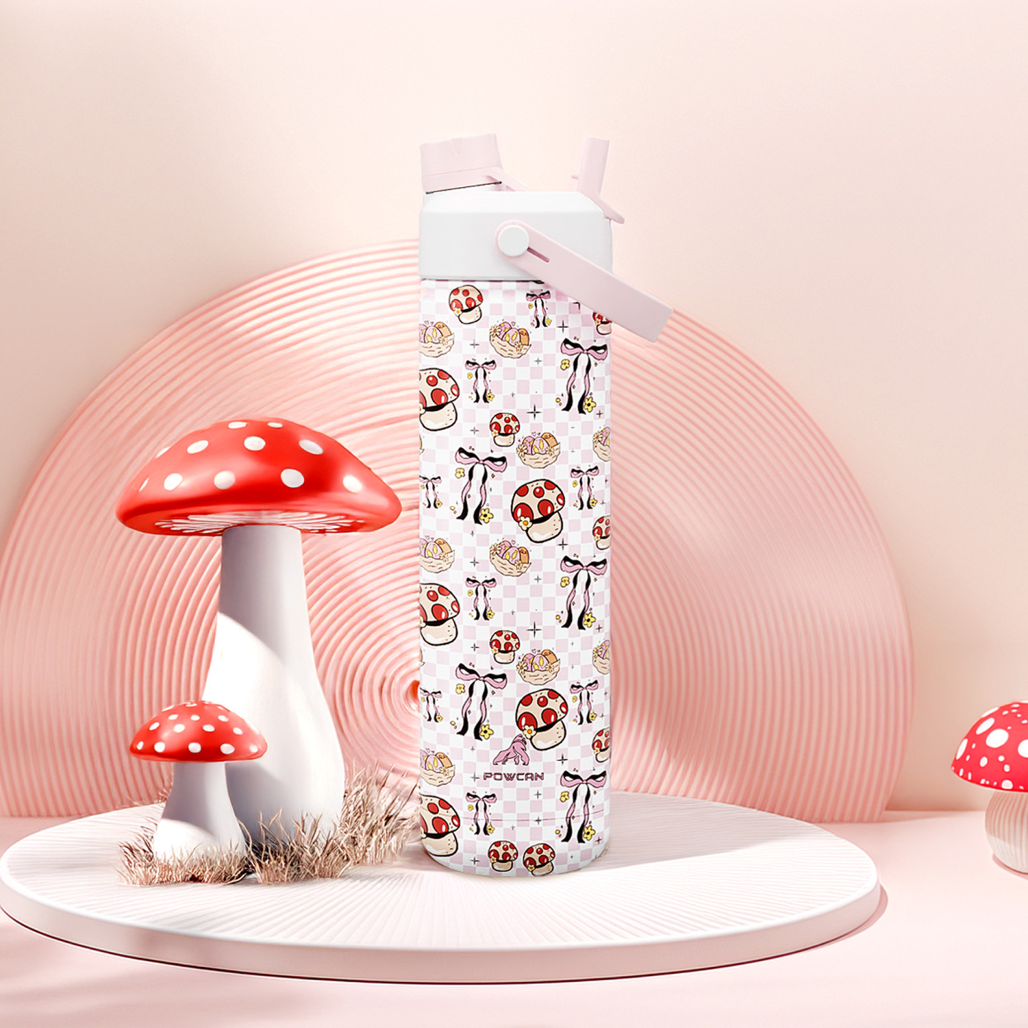 26 oz Insulated Water Bottle with 2-in-1 Straw and Spout Lid Mushie Belle