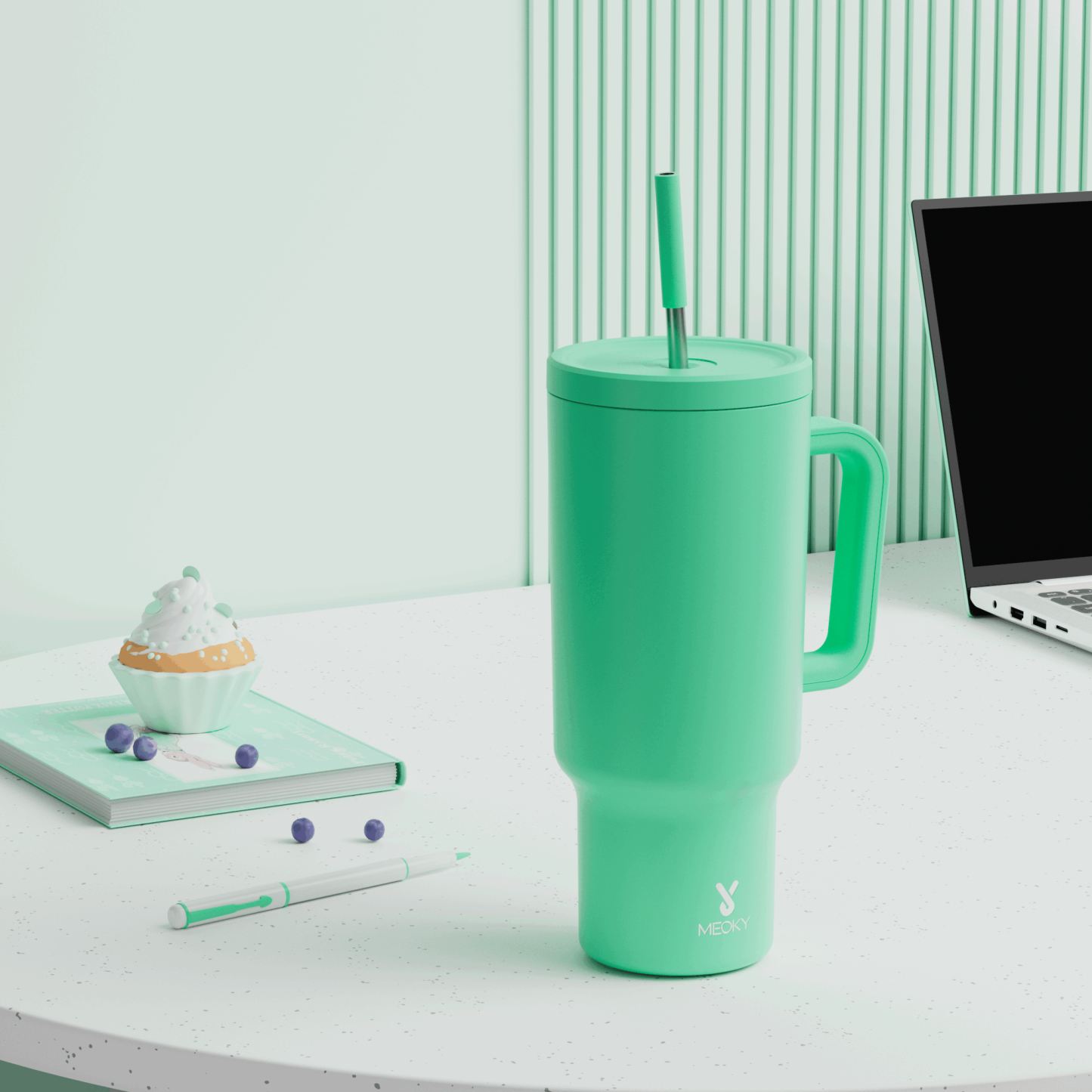 40oz Tumbler With Straw Monochrome Collection-Green Blue