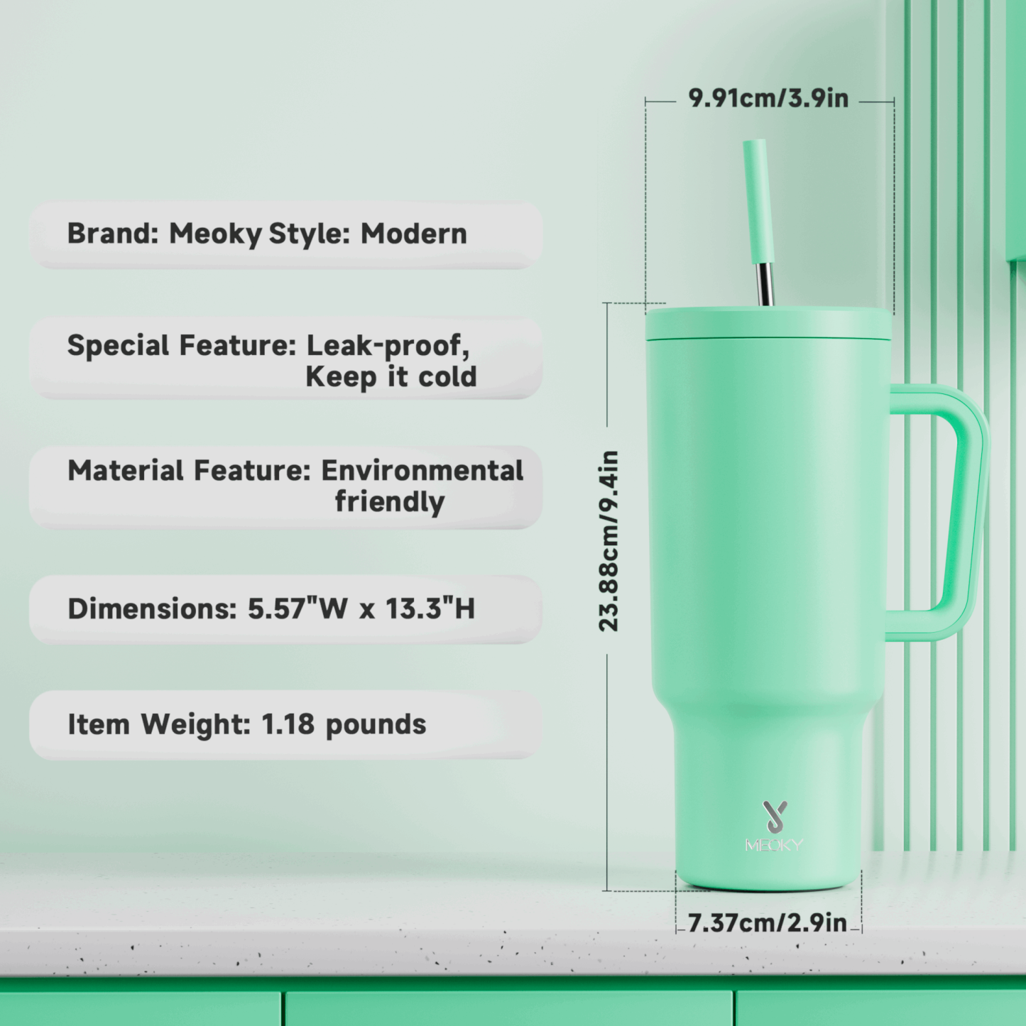 40oz Tumbler With Straw Monochrome Collection-Green Blue