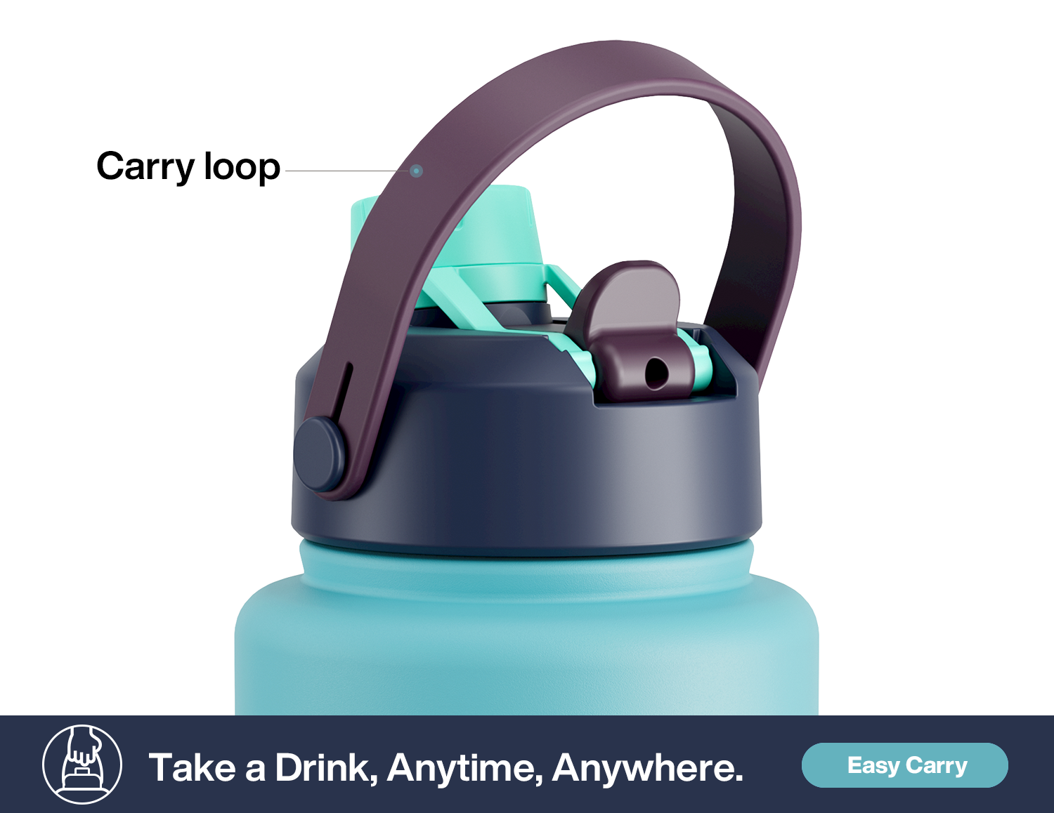 40 oz Insulated Water Bottle with 2-in-1 Straw and Spout Lid