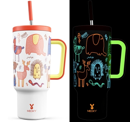 MEOKY 40oz White Glow-in-the-Dark Zoo Tumbler