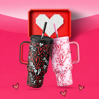 MEOKY 40oz Pink Valentine's Day Tumbler