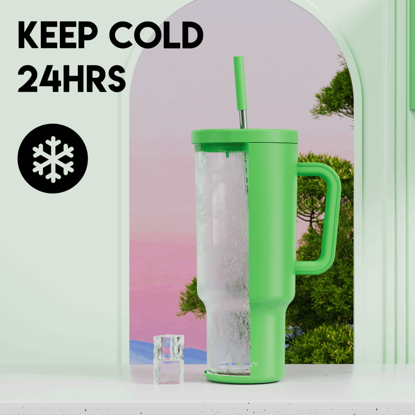 40oz Tumbler With Straw Monochrome Collection-Dark Green