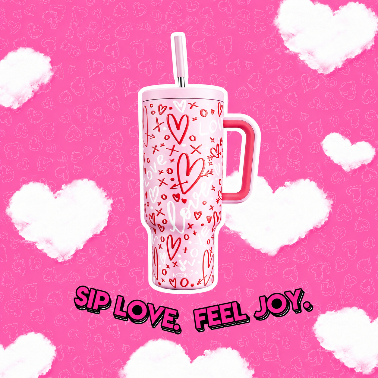 MEOKY 40oz Pink Valentine's Day Tumbler
