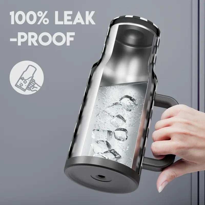 Meoky 40oz (1L) Black White Checkered Printed Stainless Steel Vacuum Flask