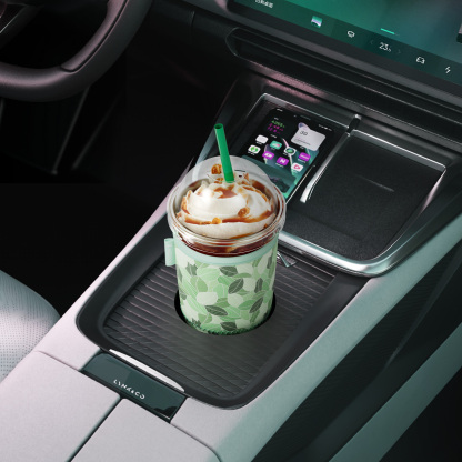 cup sleeve green leaves