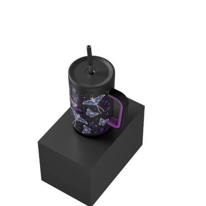 40oz Tumbler With Straw Halloween Special Edition-Black Butterfly - Luminous