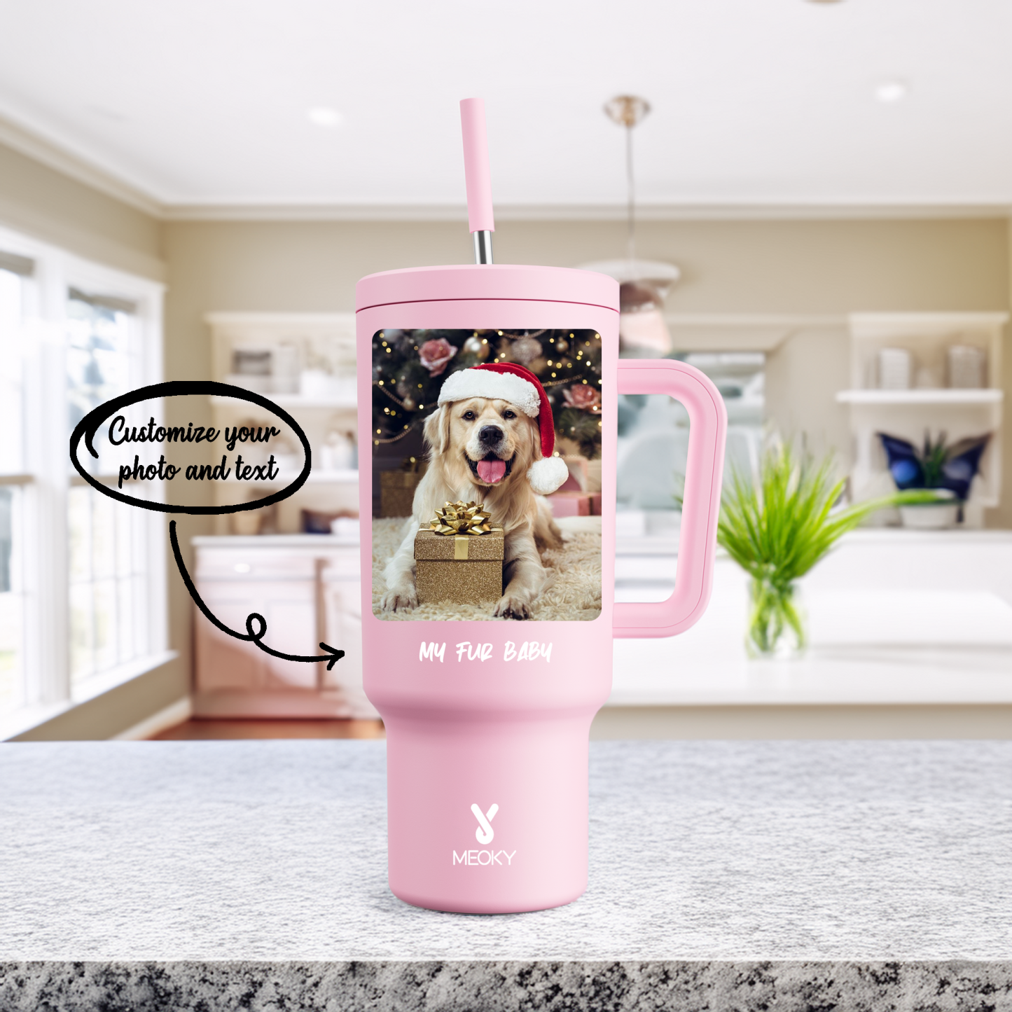 40oz Tumbler With Straw Customized - Memorable Photo and Text