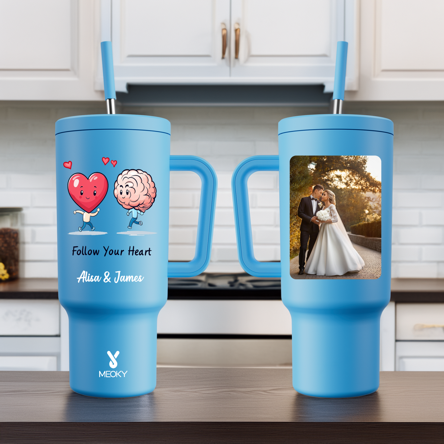 Follow You Heart - Customized 40oz Tumbler With Straw - Best Valentine's Day Gifts for Loved Ones