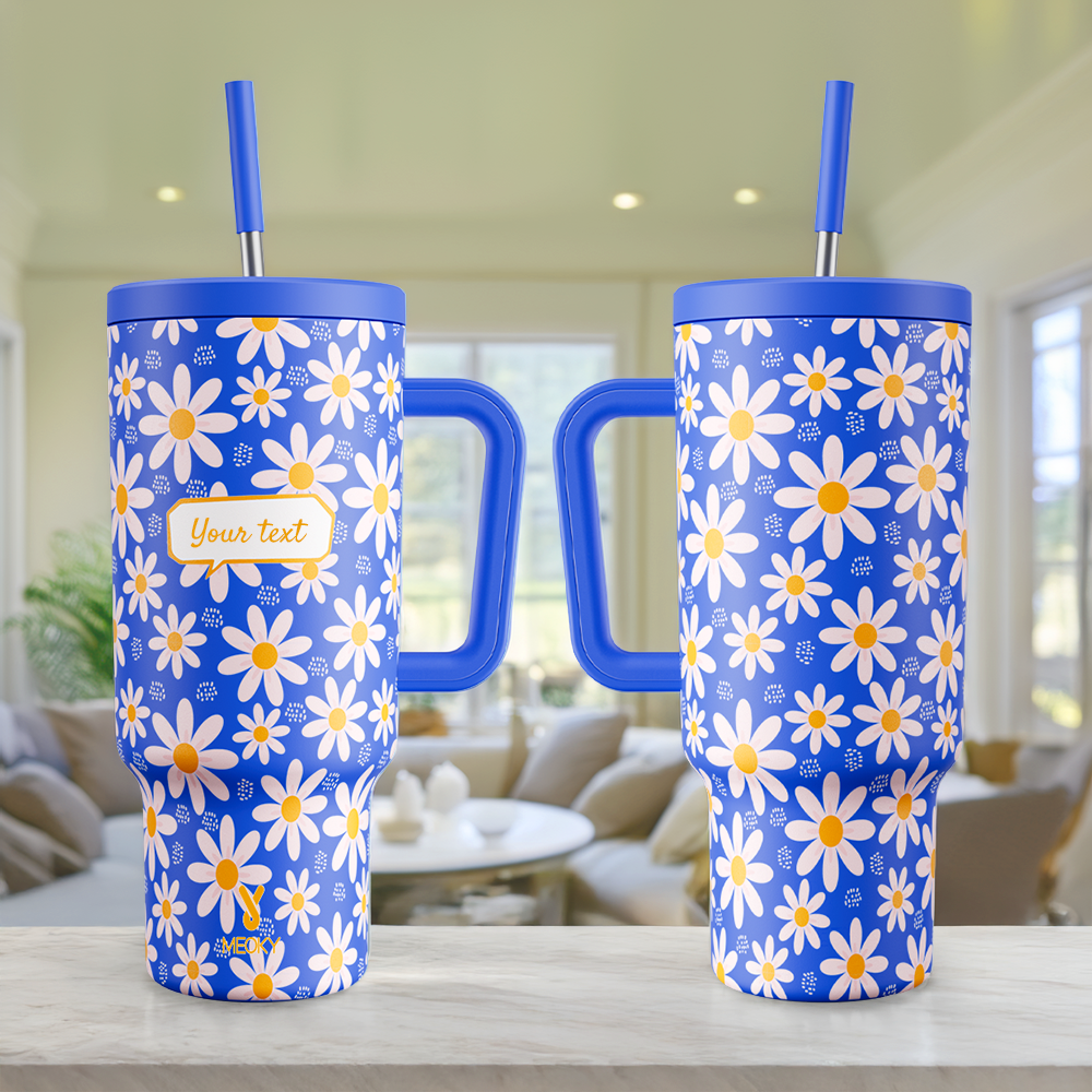 40oz Tumbler With Straw Customized - Floral