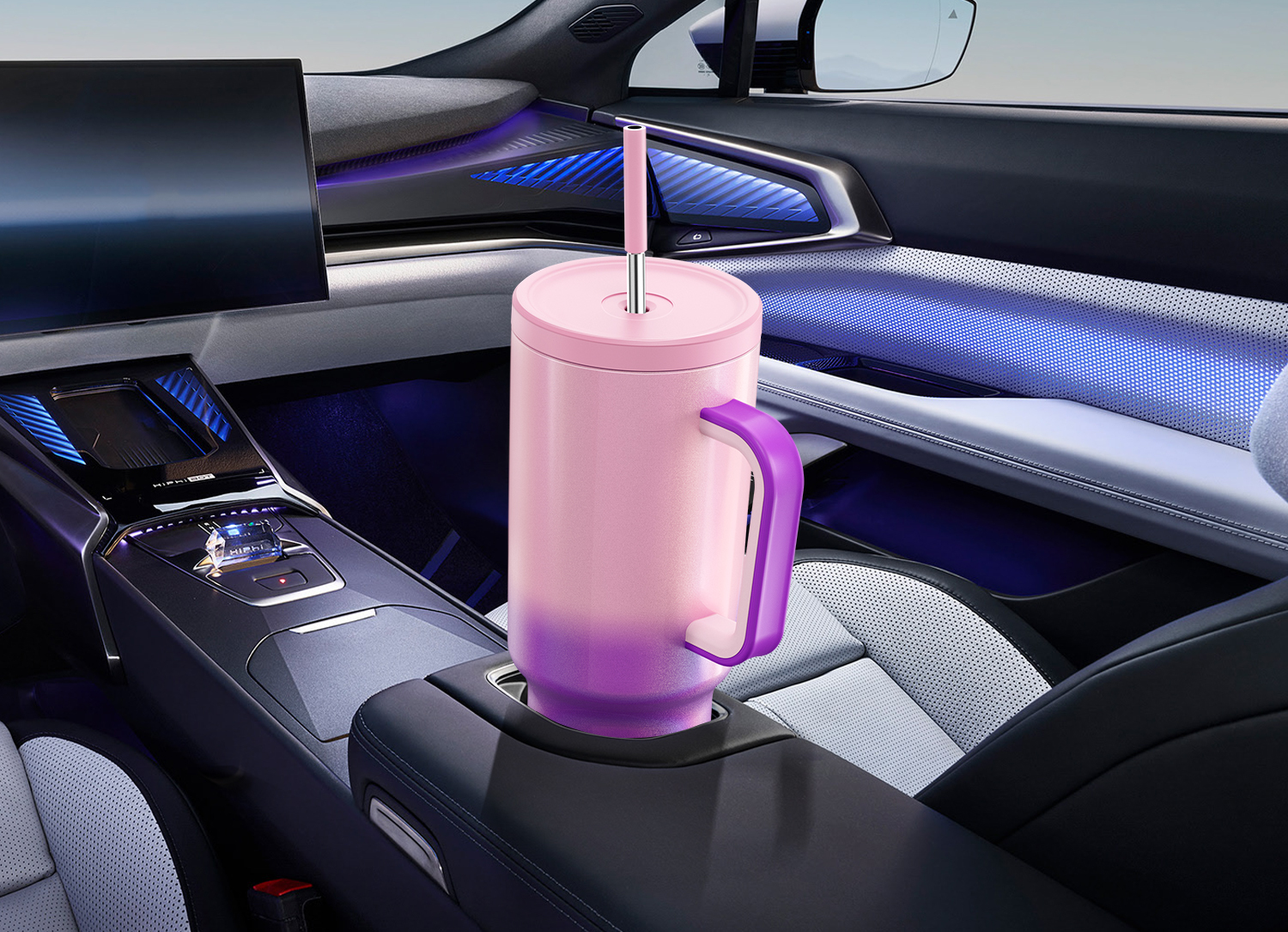 40oz Tumbler With Straw Gradient Collection-purple pink