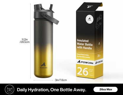 26 oz Insulated Water Bottle with 2-in-1 Straw and Spout Lid King