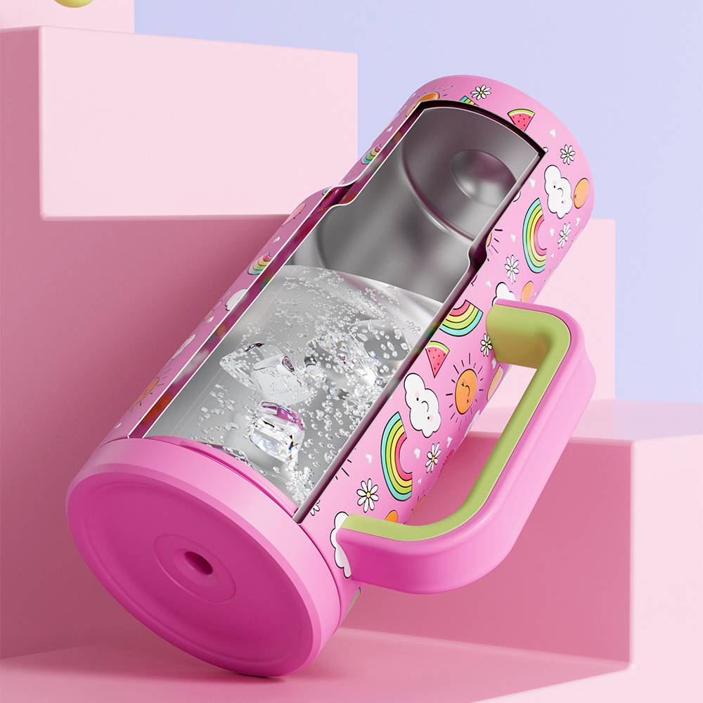 24oz tumbler straw fantasy pink white clouds