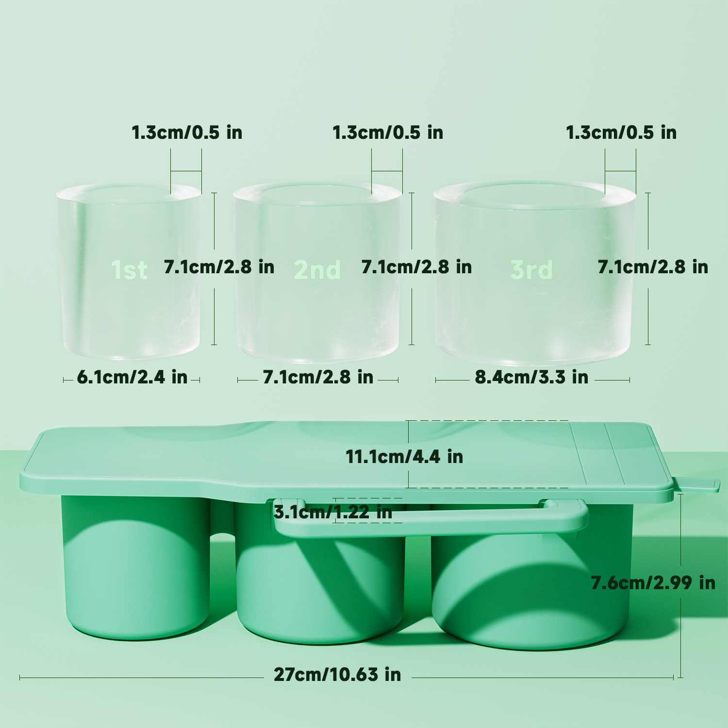 silicone ice cube green