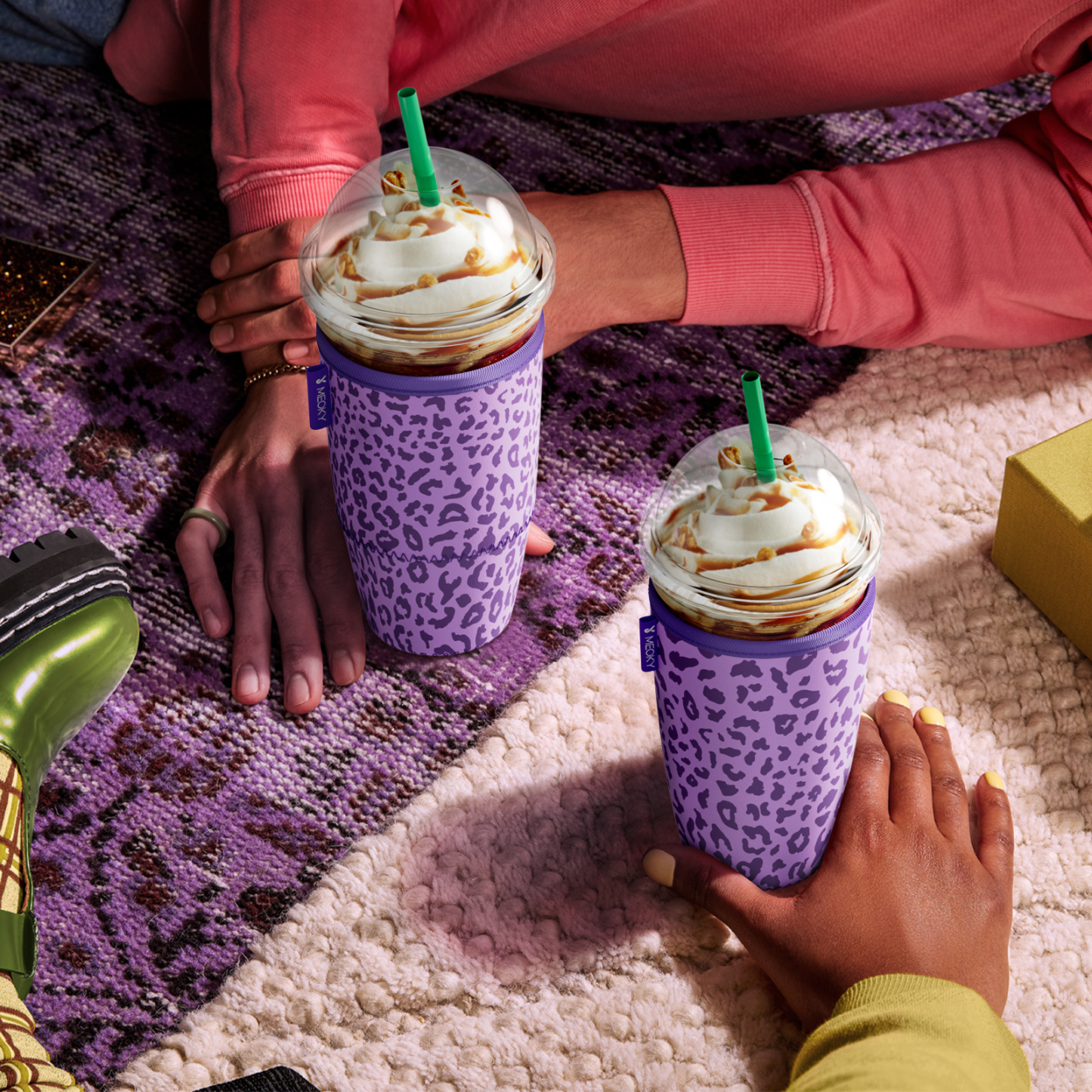 cup sleeve purple leopard
