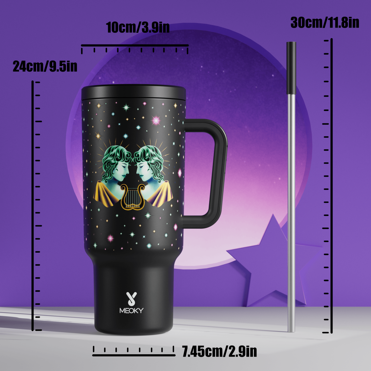 40oz Tumbler With Straw Zodiac Collection-GEMINI