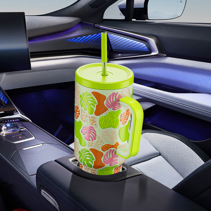 40oz Tumbler With Straw Autumn Collection-Turtleback Leaf
