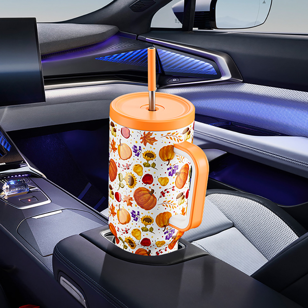 40oz Tumbler With Straw Autumn Collection-Yellow Autumn