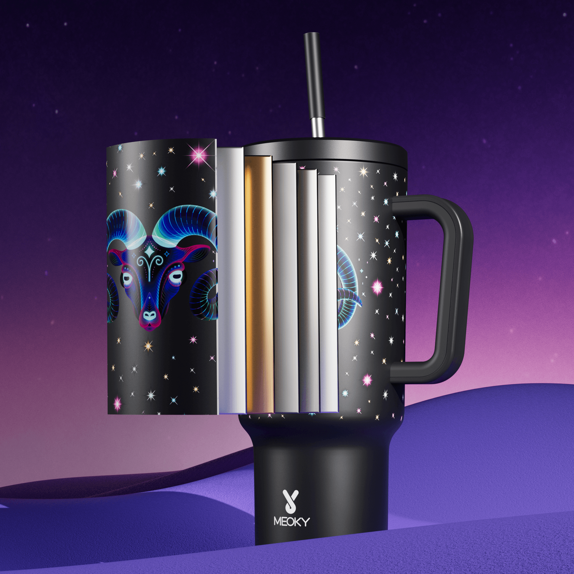 40oz Tumbler With Straw Zodiac Collection-ARIES